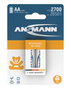 Toy NiMH Rechargeable battery AA / HR6 type 2700 (min. 2650 mAh) 2 pcs. paper blister